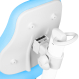 Комплект Anatomica Genius парта + кресло + надстройка + выдвижной ящик + подставка для книг белый/голубой с голубым креслом Robin